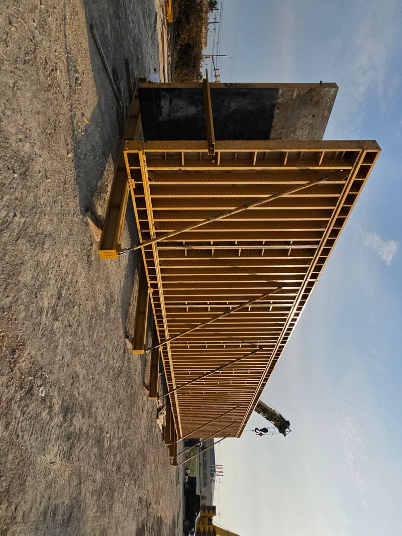 Detail view of bridge girder formwork shoring system
